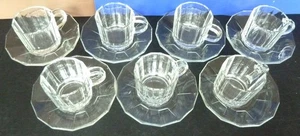 Set Of 7 Bormioli Vitrosax Italy Espresso Demitasse Glass Cup/Saucer 3-4oz - Picture 1 of 10