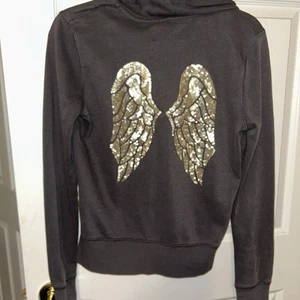 Victoria's Secret Fashion Show Angel Wing Rhinestone Zip Hoodie Size  S/p Gray - Picture 1 of 3