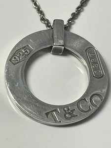 'Tiffany 1837' sterling silver '925' circle hoop pendant and chain necklace - Picture 1 of 23