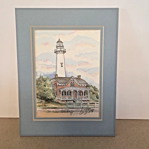 Vintage Donna Elias Passepartout St Simon LEUCHTTURM signierter Druck 1996 11 x 8,5 Zoll - Bild 1 von 2