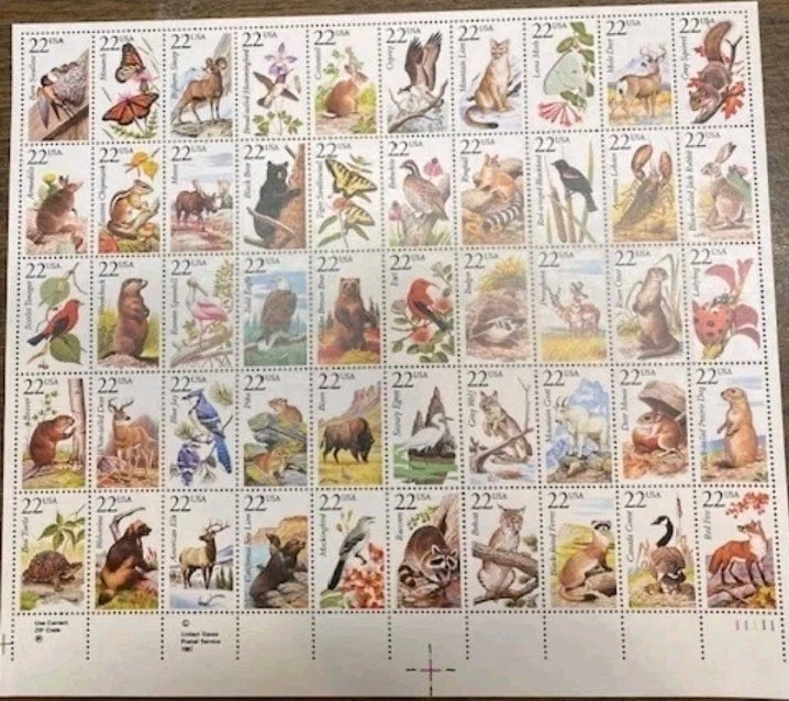 50 Stamps 22¢ /North American Wildlife  1987/US 2286-2335 - Image 1 of 2