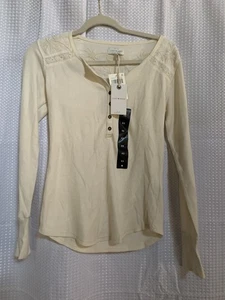 Top Lucky Brand para mujer talla XS crema manga larga nuevo con etiquetas - Imagen 1 de 8