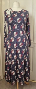 WHITE STUFF Madeline Navy Jersey Midi Dress,Bird Design - Size 10-New With Tags - Picture 1 of 7