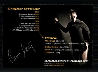 Anne Haug Autogrammkarte Originial Signiert Triathlon + A 246235 - Bild 1 von 2