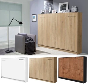 Schrankbett Wandklappbett horizontal HB 140 x 200cm weiß hochglanz eiche auswahl - Bild 1 von 15