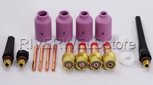 TIG KIT Alumina Nozzle Gas Lens Back Cap & TIG Torch DB PTA SR WP 17 18 26,17PK - Picture 1 of 7