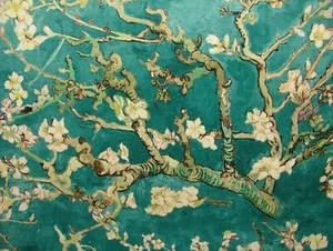 Japanese Cherry Blossom Tree Teal Velvet Fabric Curtain Upholstery Cushion Use - Picture 1 of 23