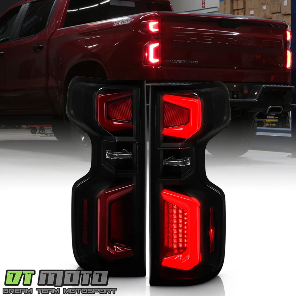 Chevy Silverado 1500 2019-2023 [incandescente] luces traseras de tubo LED negro ahumado Foto 1 de 4