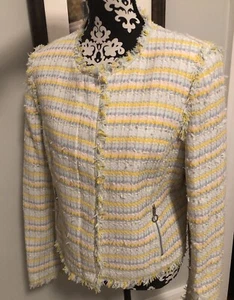Chaqueta Blazer Worth Multicolor Cremallera Mezcla Algodón Talla 16 Primavera - Imagen 1 de 10