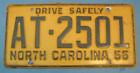 1956 North Carolina License Plate nice original plate 
