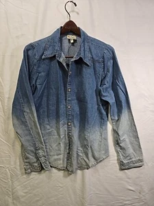 Camisa Pretty Rebellious Para Mujer Grande Denim Cambray Ombre Lavado Abotonada - Imagen 1 de 7