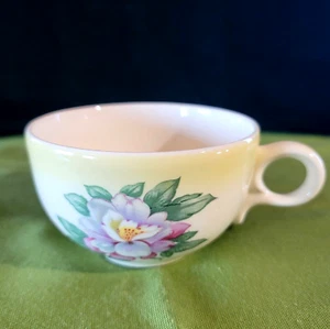 Taylor Smith Taylor Ceramic Coffee Cup Versatile TST1001 Floral Yellow Rim Vtg. - Picture 1 of 6