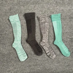 New 4 Pairs Womens Size Large Knee High Socks Gray Black Green - Picture 1 of 7