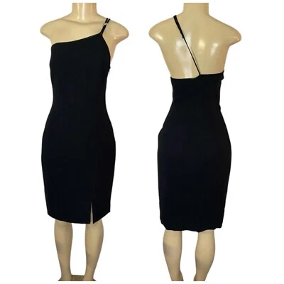 Vestido de fiesta Y2K vintage hasta la rodilla negro talla 6 Jones New York asimétrico Foto 1 de 4