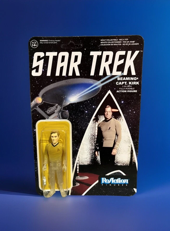 Figura de acción exclusiva de 3,75" Star Trek Beaming Captain Kirk Funko Reaction 2014 Foto 1 de 4