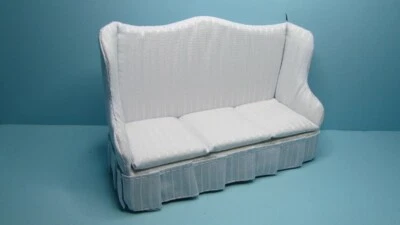 Sofá/sofá miniatura para casa de muñecas diseño a rayas azul claro CLA10932 Foto 1 de 4