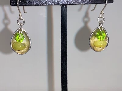 🌸Pendientes colgantes de alambre francés serpentina verde plata esterlina Silpada (E22) 🌸 Foto 1 de 4