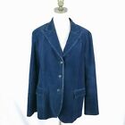 Lands' End Women's Corduroy Jacket Size 18 Solid Blue Button Down Pockets Lined