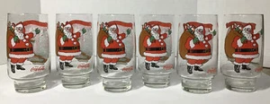 Set of (6) Vintage 1984 McCrory Stores Coca-Cola Santa Claus Christmas Glasses - Picture 1 of 5