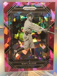 2023 Panini Prizm #45 Nap Lajoie Pink Cracked Ice Parallel Cleveland Indians 