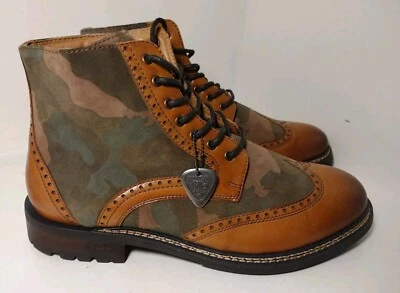 MARK NASON ITHACA BEAUFORT MEN’S Size 8 LEATHER BOOTS CAMO SN 225089 NEW - Image 1 of 4