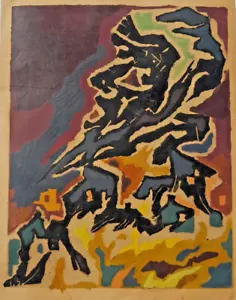 Isiu Scharf Vintage Lithographie Druck signiert 46x37cm - Bild 1 von 6