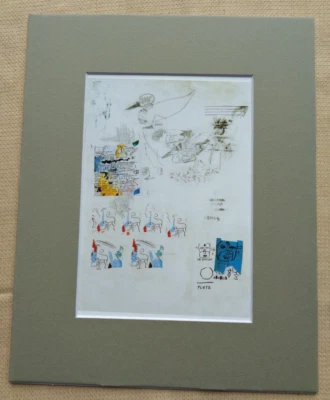 Impresión de arte pop Jean-Michel Basquiat titulada Patos Plutón Animales Dibujo Primitivo Foto 1 de 4