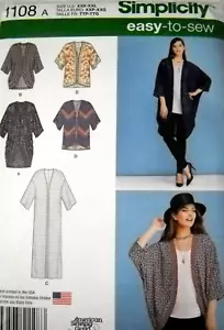 Kimono Jackets Misses size XXS-XXL Simplicity 1108 Sewing Pattern - Picture 1 of 2