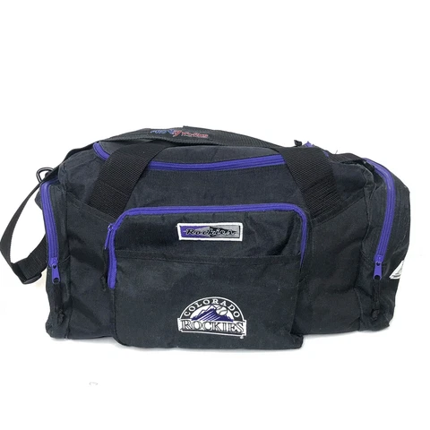Colorado Rockies Duffle Bag Canvas Black/Purple Embroidered 20” Cover