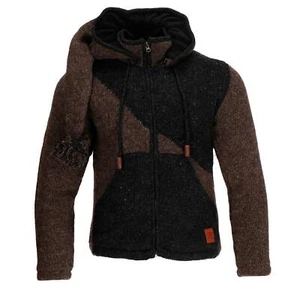Strickjacke Wolle Schurwolle Jacke Fleecefutter Zipfelkapuze Unisex Winter Fair - Bild 1 von 1