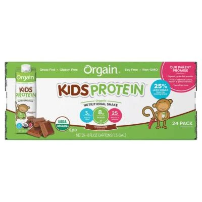 Orgain USDA Organic детский питательный протеиновый коктейль шоколад 8 жидких унций 24 штуки - Изображение 1 из 3