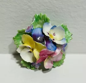 Porcelain Flower Pin Pink Yellow Blue England *Read - Picture 1 of 7