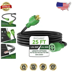 25FT 4 Prong Generator Extension Cord - 30A Heavy Duty with Carrying Organizer - Picture 1 of 8