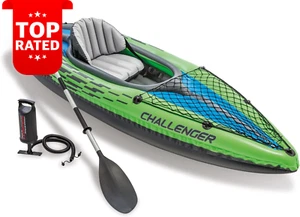 Challenger Kayak, Man Inflatable Canoe with Aluminum Oars and Hand Pump - Picture 1 of 12