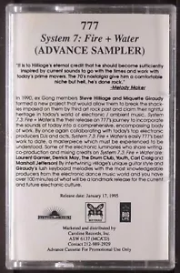 777 – System 7: Fire + Water CASSETTE AMBIENT TECHNO GONG HILLAGE ADVANCE PROMO - Foto 1 di 2