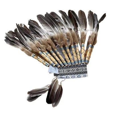 American Chief Indian Native Hat Artificial Feather Headdress Adults Head - Image 1 of 4