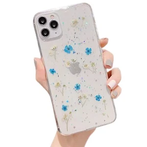 For Apple iPhone 11 Pro X XR XS Max SE 7 8 Plus + Case Dry Flower Glitter Cover - Picture 1 of 26