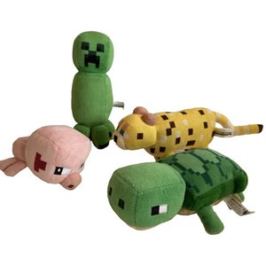 4 x Minecraft Creeper Pig Ocelot Creeper Sea Turtle Plush Soft Toy Bundle Mojang - Picture 1 of 18