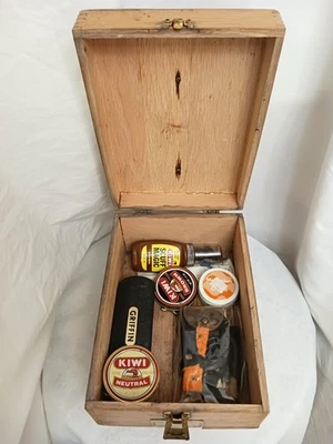 Kit de brillo de zapatos Griffin Shinemaster vintage caja de madera caja conjunta + extras Foto 1 de 4