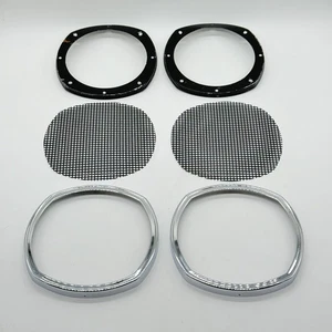 Porsche 356 B C Speaker Grill w/ Retaining Clip Pair Chrome Surround PAIR - Picture 1 of 11
