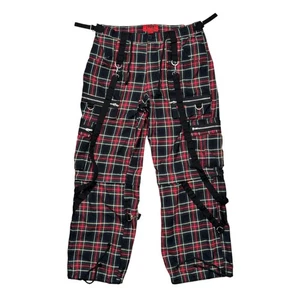 Tripp NYC Strap Plaid Baggy Bondage Convertible Shorts Rave Pants Mens Large - Picture 1 of 11