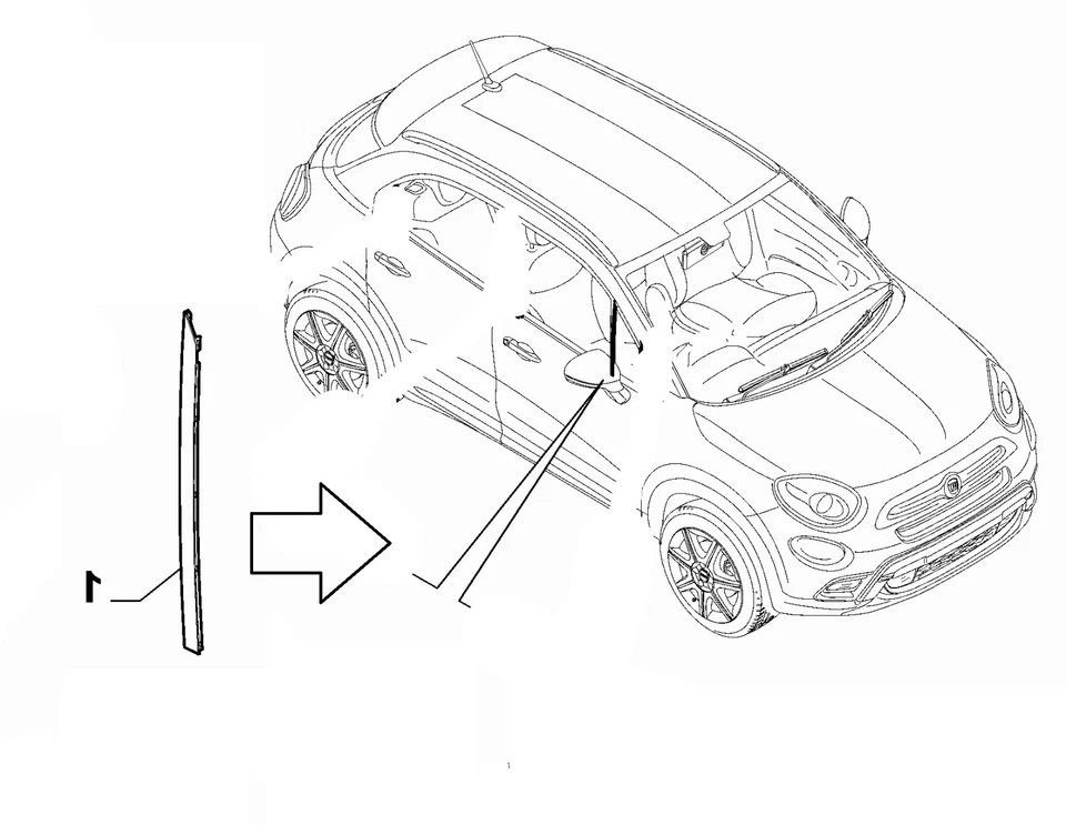 Modanatura mostrina vetro fisso porta anteriore destra fiat 500X dal 2014 in poi - Immagine 1 di 1
