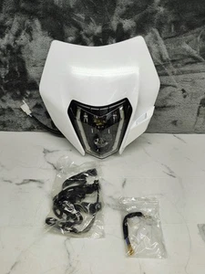 LED Headlight DRL w/ White Fairing For EXC XCW SX 125 250 350 450 500 SMC-R 690 - Foto 1 di 6