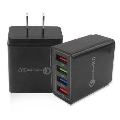 Cargador de pared USB de 4 puertos USB carga rápida QC 3.0 adaptador de corriente enchufe lote de EE. UU. Foto 1 de 4
