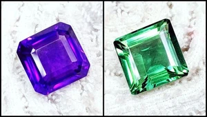 Natural Violet & Green Amethyst Pair 10 To 12 Ct Certified Loose Gemstone HA26 - Picture 1 of 17