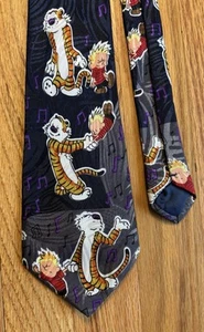 Calvin & Hobbes Cartoon Novelty Men's Neck Tie Music Notes - Picture 1 of 10