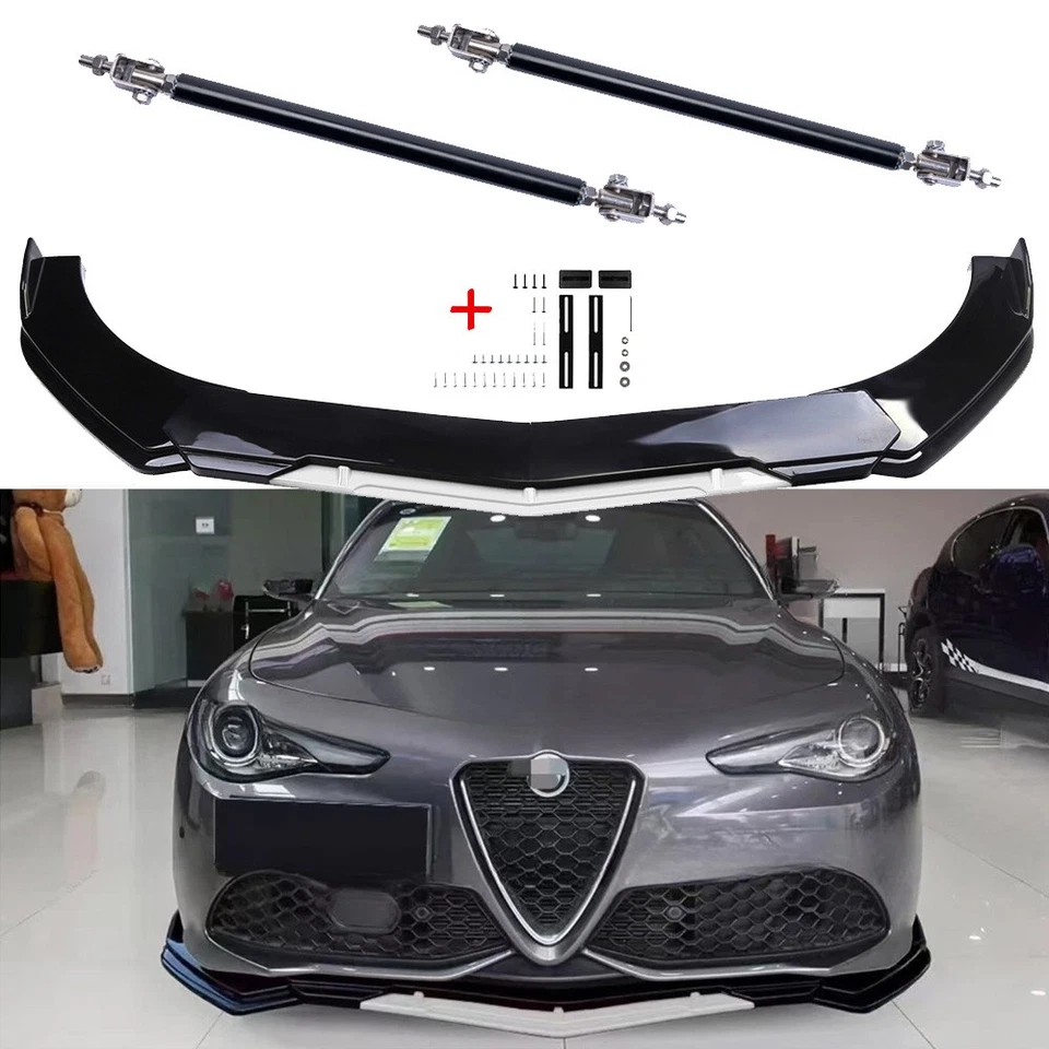 For Alfa Romeo Giulia Front Bumper Lip Splitter Sport Spoiler Black White Foto 1 de 4