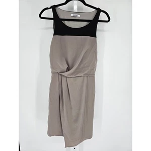 DKNYC Womens Sz S Sleeveless Knee Length Dress Black Taupe Gathered Side - Picture 1 of 4
