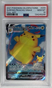 Pokémon Celebrations Surfing Pikachu VMAX Full Art 009/025 PSA 10 Gem Mint - Picture 1 of 2
