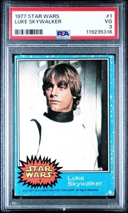 1977 Topps Star Wars Luke Skywalker #1 Rookie RC PSA 3 VG - Bild 1 von 2